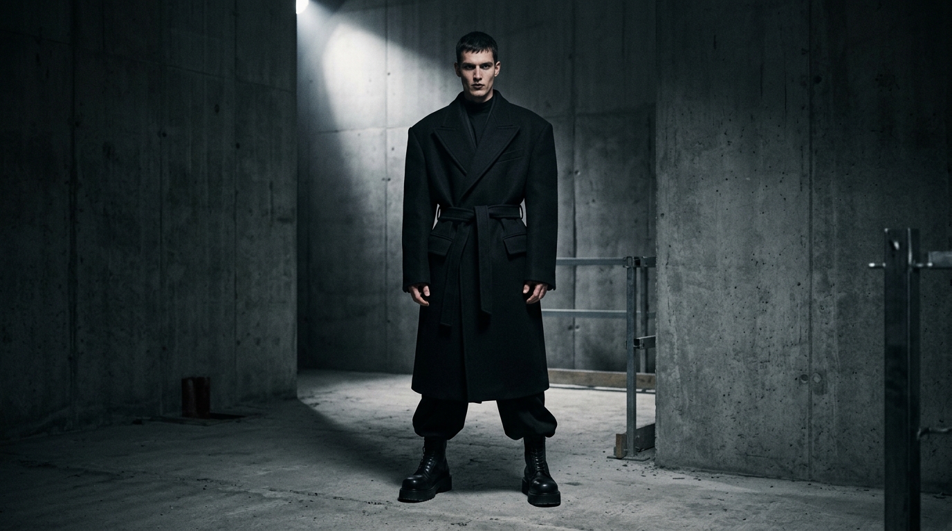 Runway Look 02: Oversized Black Coat